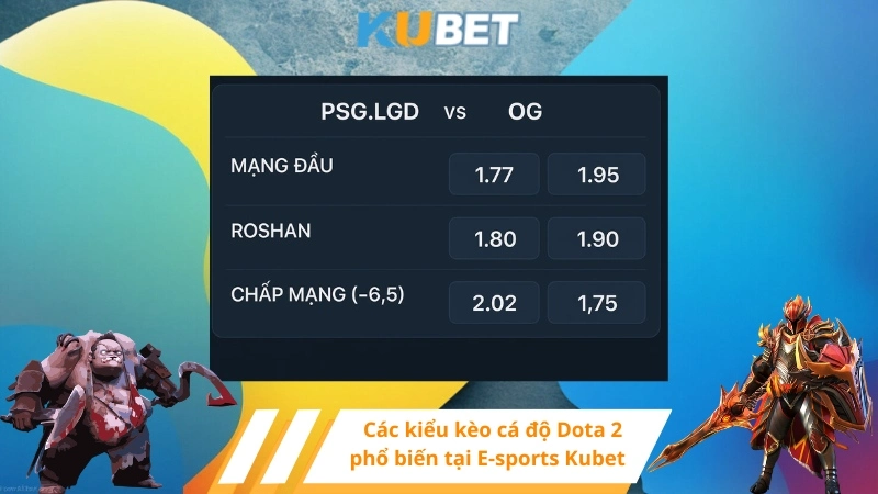 Các kiểu kèo cá độ Dota 2 phổ biến tại E-sports Kubet